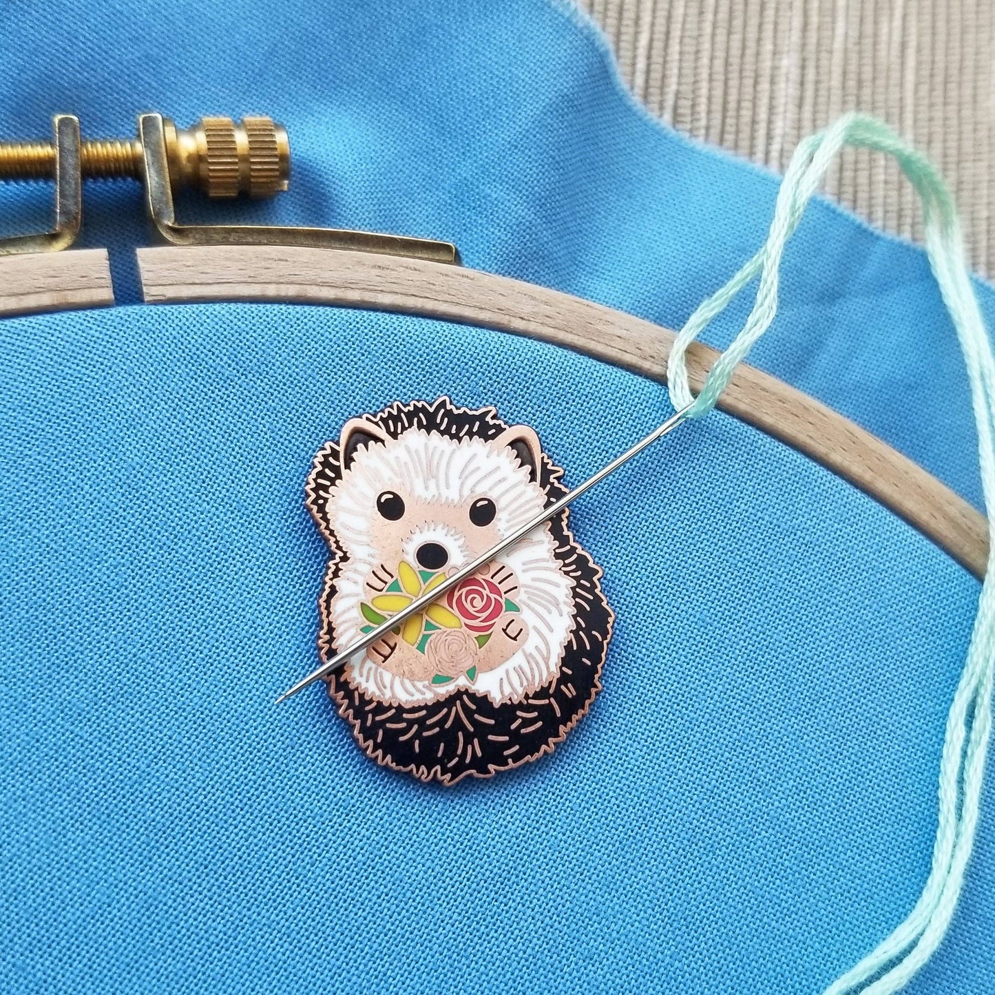 Jessica Long Embroidery - Hedgehog Enamel Needle Minder