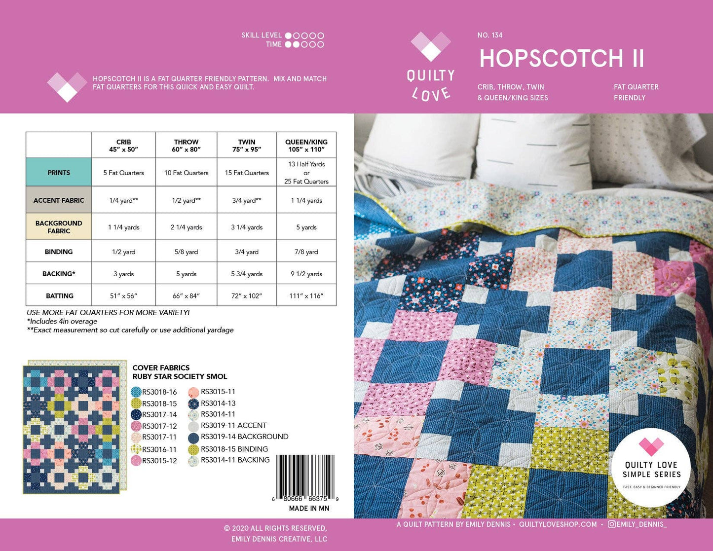 Quilty Love - Hopscotch II PAPER Quilt Pattern