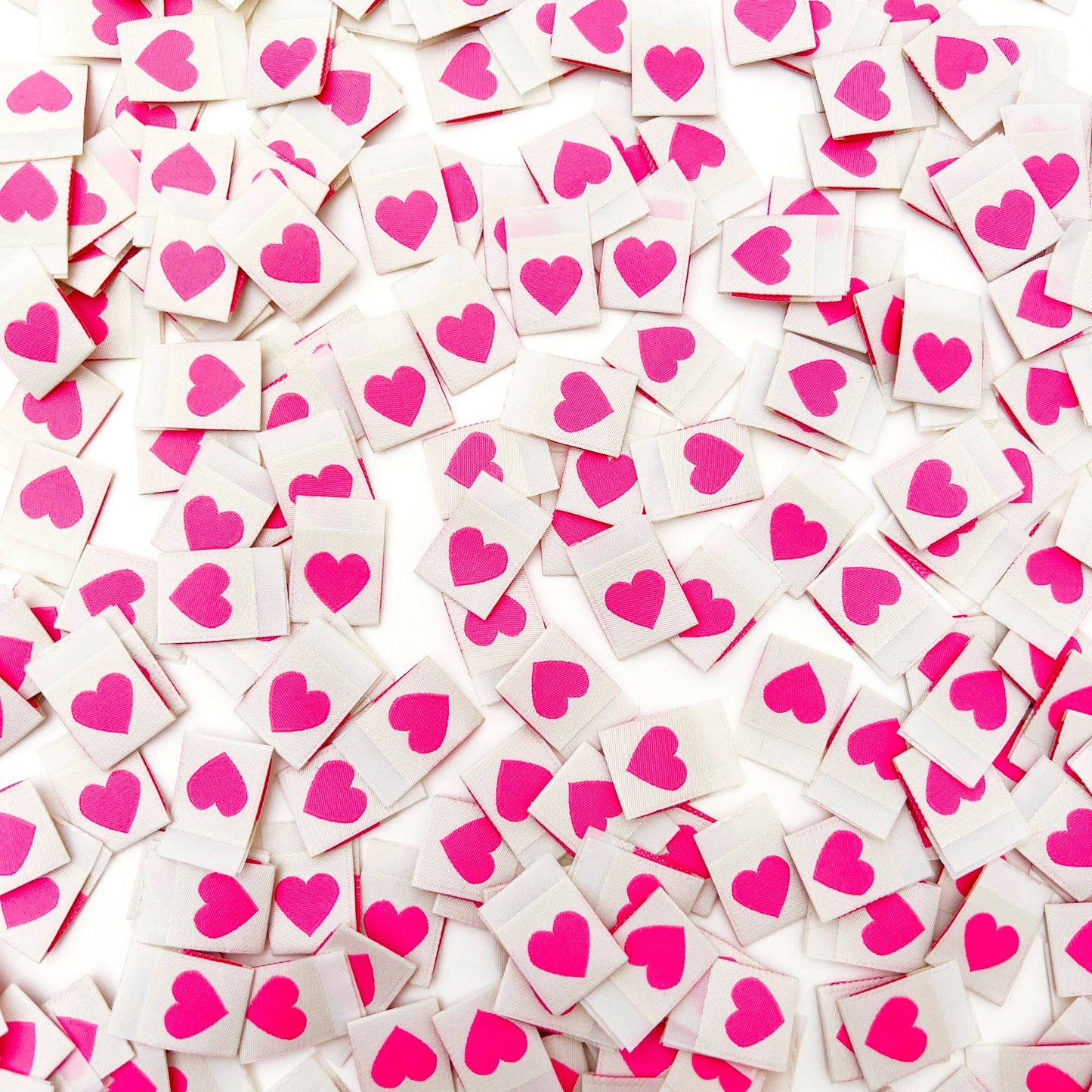 Sarah Hearts - Pink Heart Woven Labels - Sewing Clothing Gift Tags