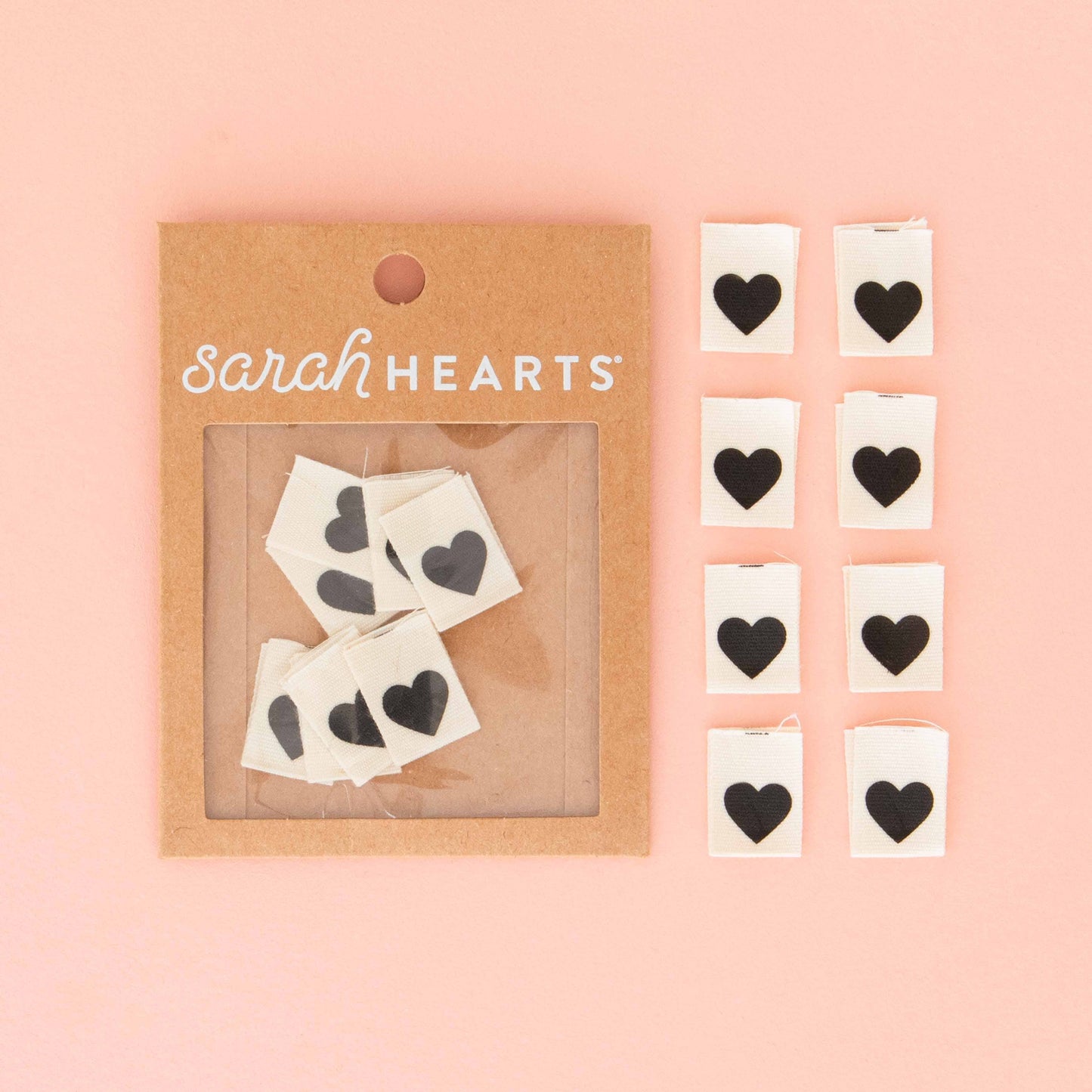 Sarah Hearts - Black Heart - Sewing Organic Cotton Quilt and Garment Labels