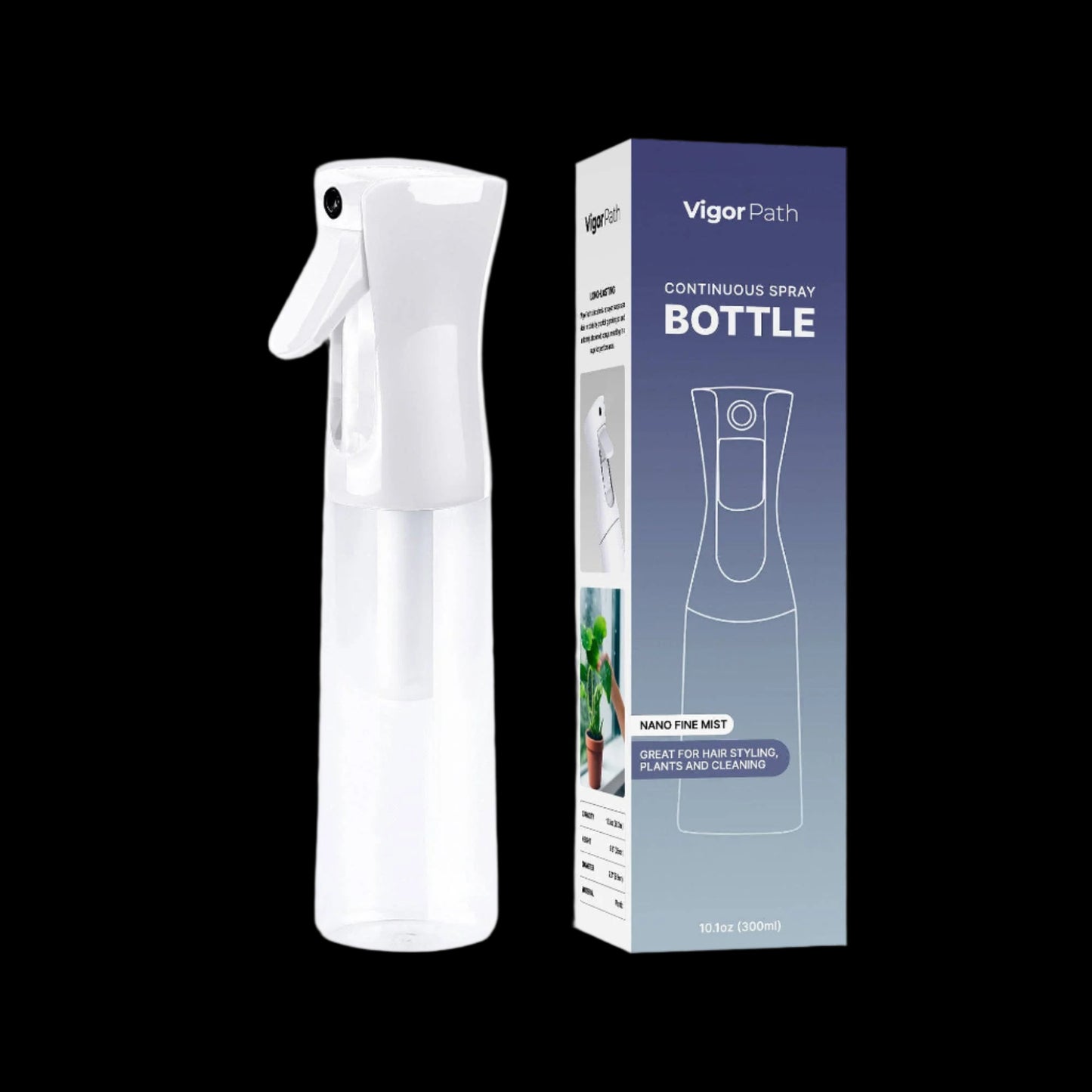Vigor Path - Continuous Spray Bottle with Ultra Fine Mist 300ml/10.1oz