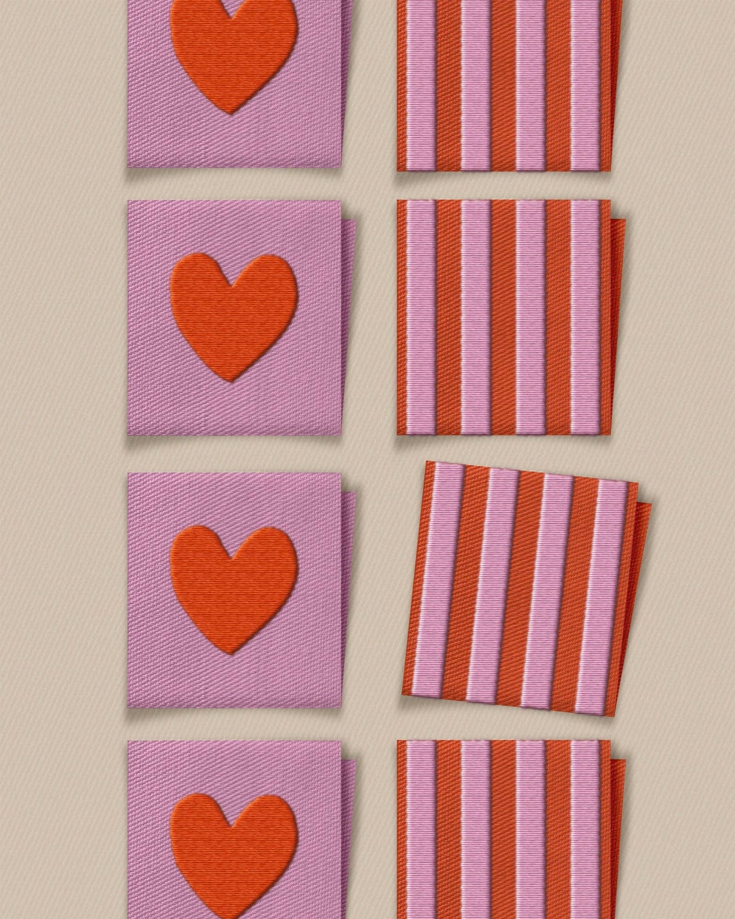 Matchy Matchy Sewing Club - Red Heart and Stripe Square Garment Labels