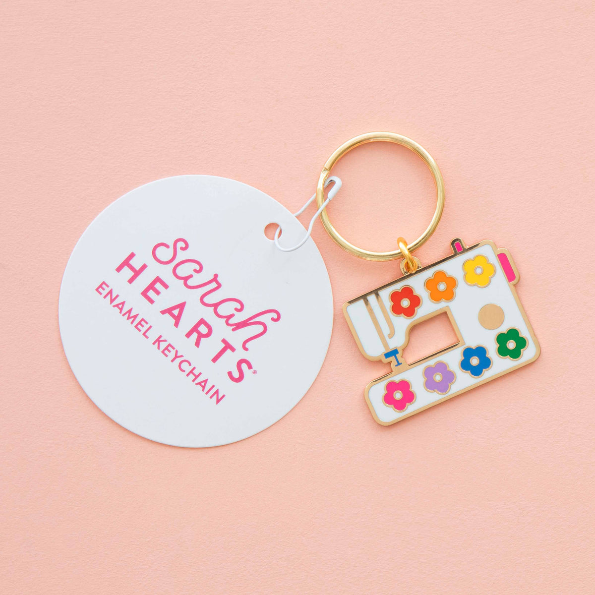 Sarah Hearts - Daisy Sewing Machine Enamel Keychain - Bag Charm