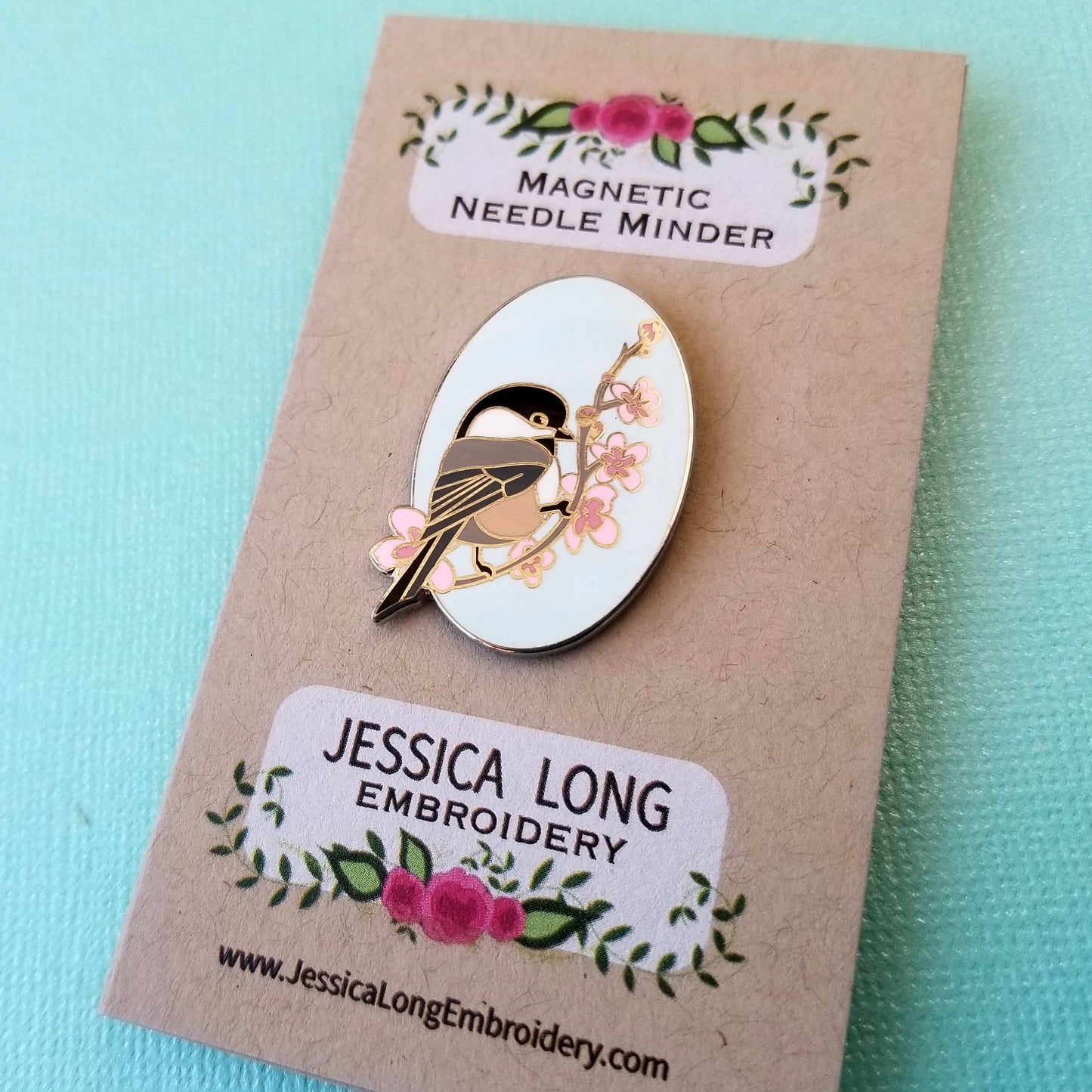 Jessica Long Embroidery - Chickadee Enamel Needle Minder