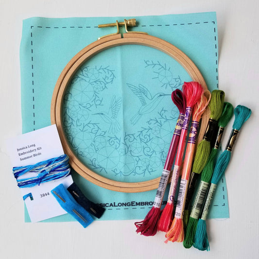 Jessica Long Embroidery - Summer Hummingbird Embroidery Kit