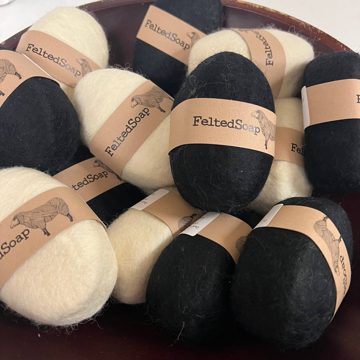 Twisted Purl LLC - Felted Soap Solid Black & Solid White