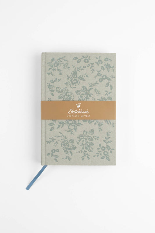 Flowerie - Daydreamer Linen Sketchbook - Embossed Green Floral Journal