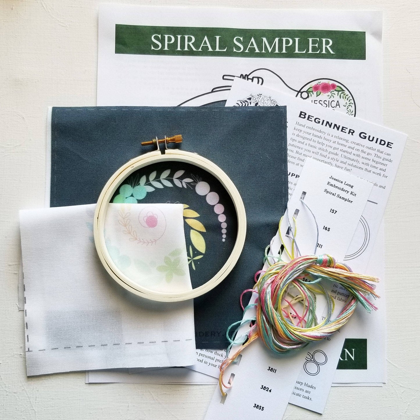 Jessica Long Embroidery - Spiral Sampler Beginner Embroidery Kit