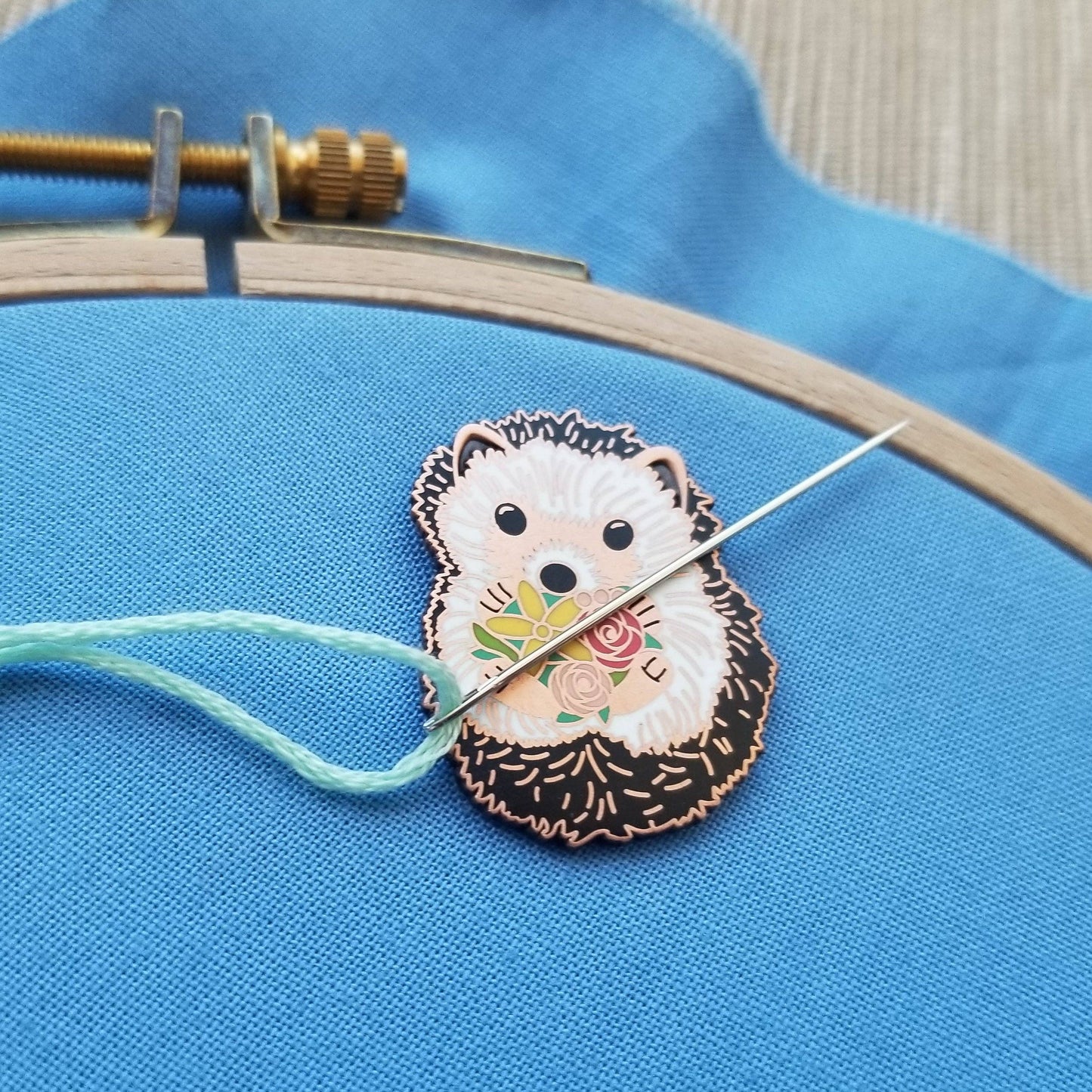 Jessica Long Embroidery - Hedgehog Enamel Needle Minder