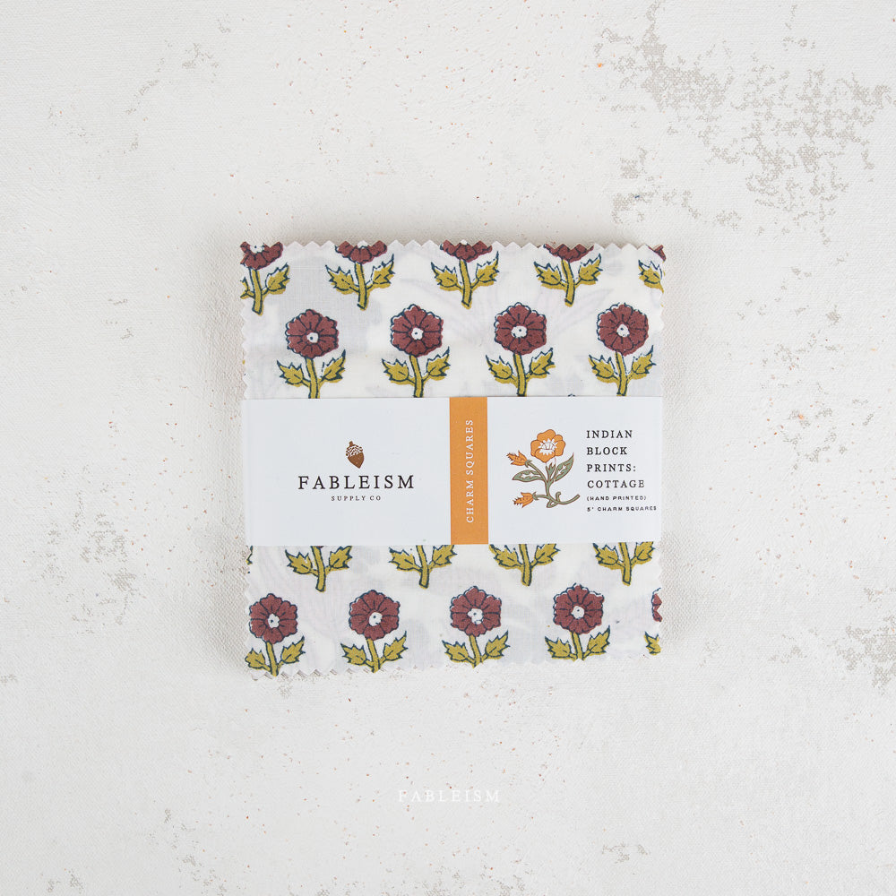 Cottage 5 Inch Charm Squares | Indian Block Print Cottage | Fableism