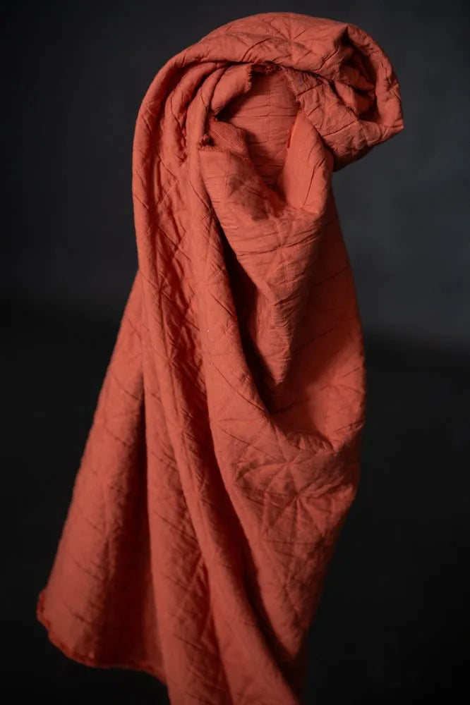 小物 YOKE / STILL JACQUARD LONG STOLE(ORANGE) Merchant and Mills - Orange Spritz Jacquard Cotton – Pink Peony
