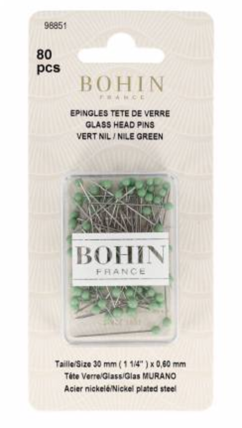 Glass Head Pins | BOHIN | 1 3/16in | Nile Green