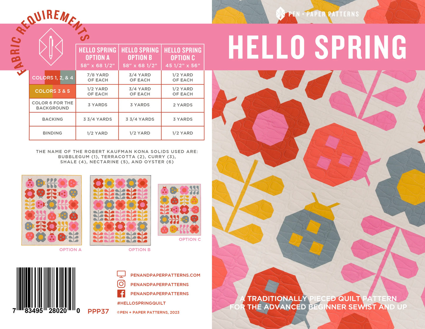 Hello Spring Quilt Paper Pattern | Pen + Paper Patterns