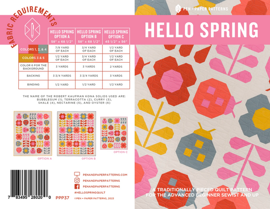 Hello Spring Quilt Paper Pattern | Pen + Paper Patterns