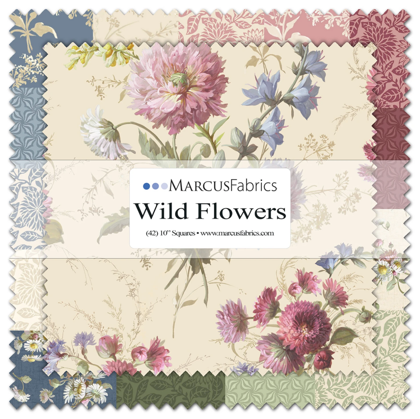 10in Squares, Wild Flowers, 42pcs