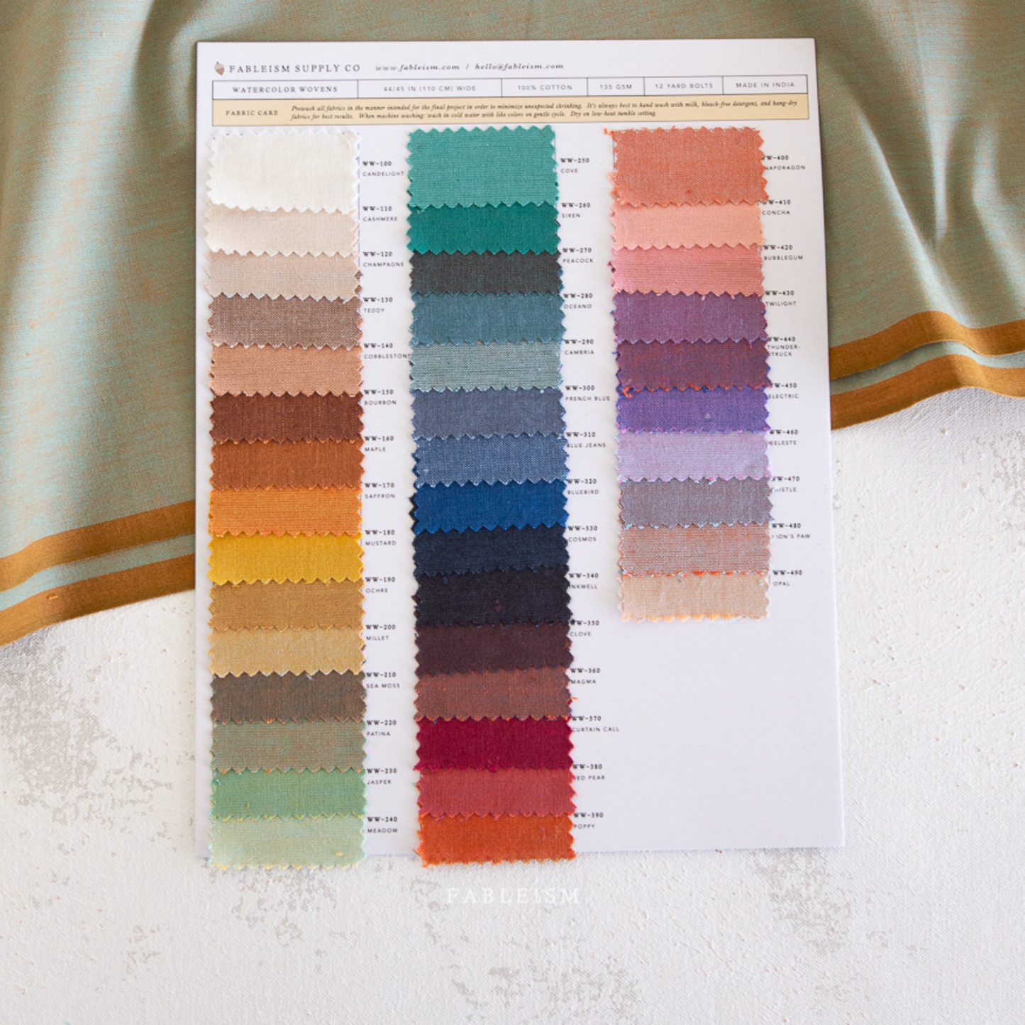 Watercolor Wovens | Swatch Card | Fableism Supply Co.
