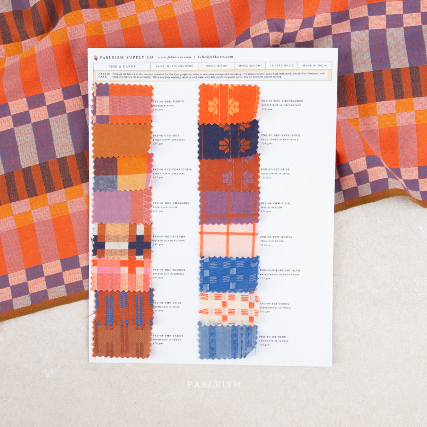 Fine and Dandy | Swatch Card | Fableism Supply Co.