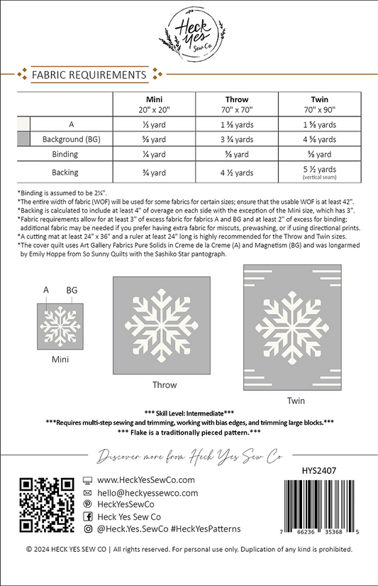 FLAKE Quilt Paper Pattern