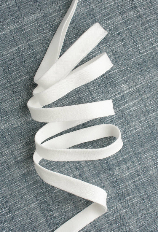 Bessie Pearl Binding Co - 1/2" Double Fold Bias Binding - White Pure Solid 100% Cotton