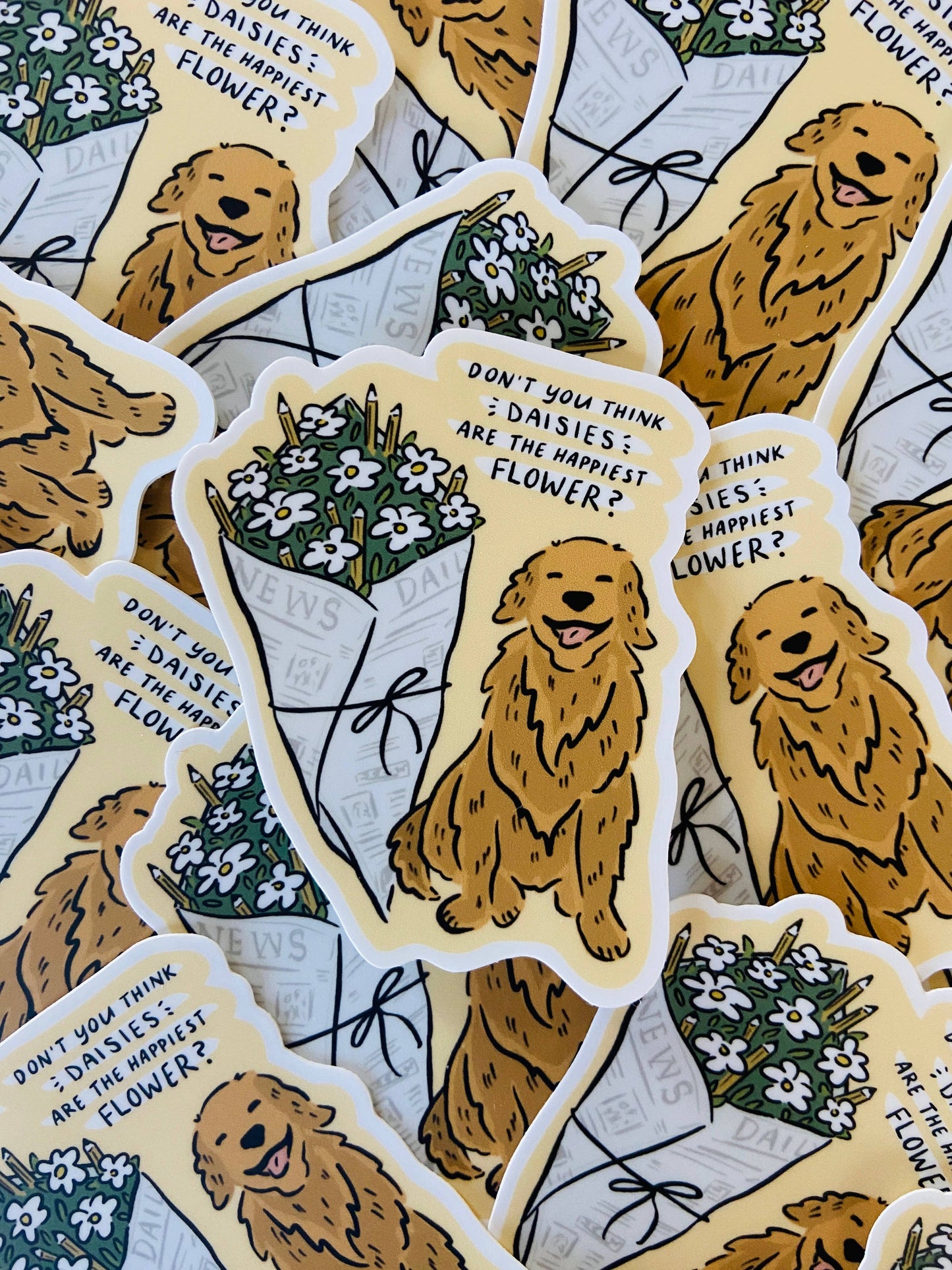 Makerie Day - You've Got Mail | Golden Retriever Daisies Sticker
