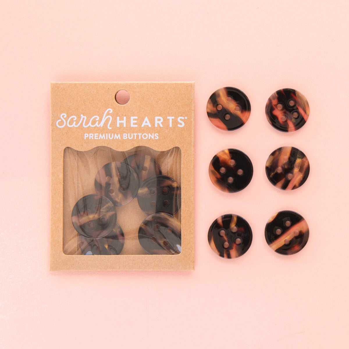Sarah Hearts - Tortoise Shell Large 1" Buttons