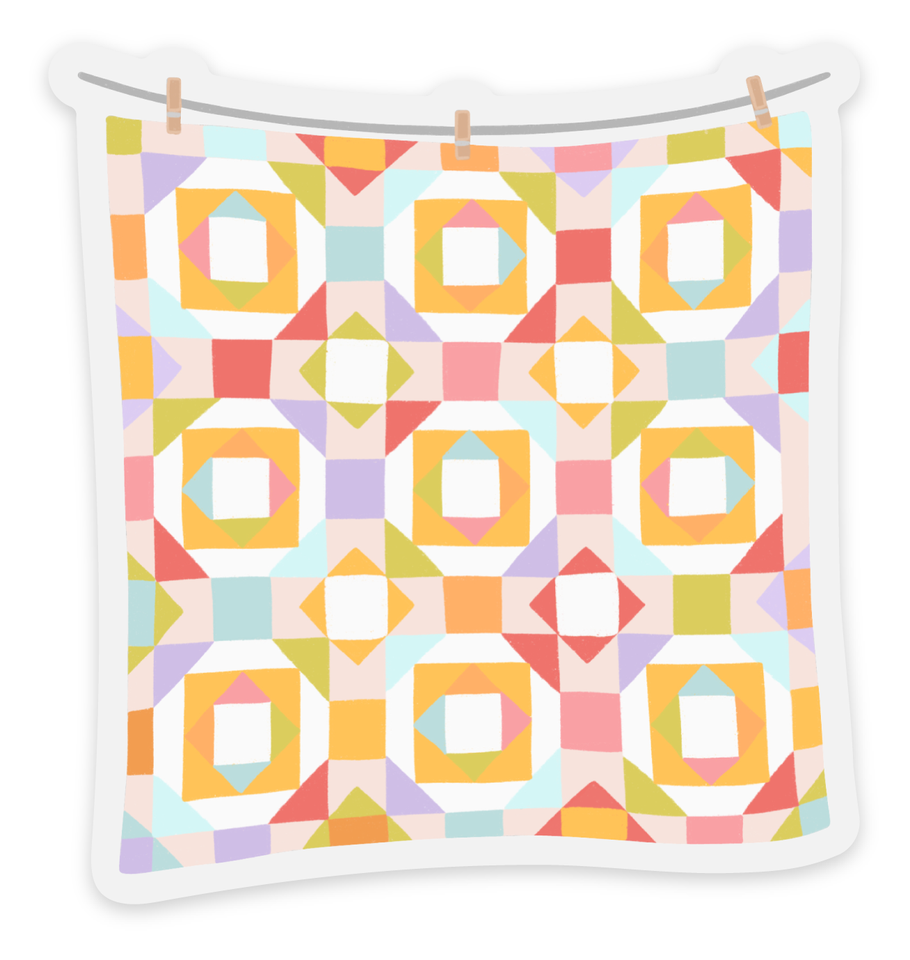Elyse Breanne Design - Clear Quilt Sticker 2.7x2.9in