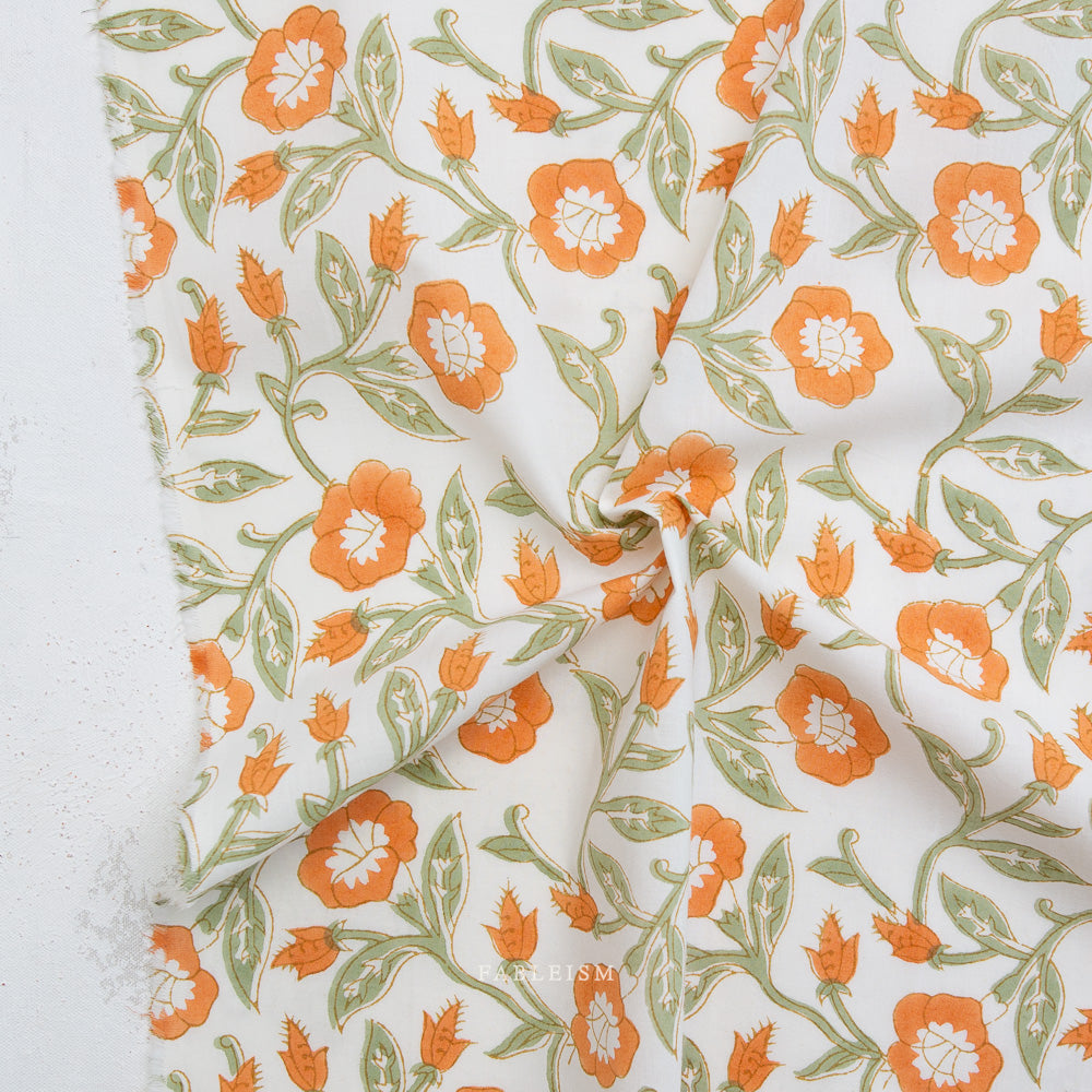 Trumpet Vines in Sage | Indian Block Print Cottage | Fableism