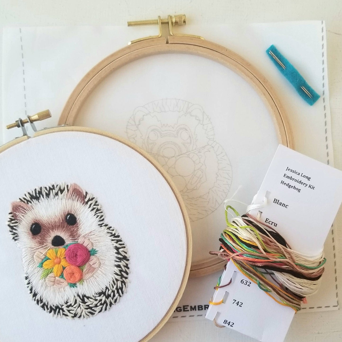 Jessica Long Embroidery - Hedgehog Embroidery Kit