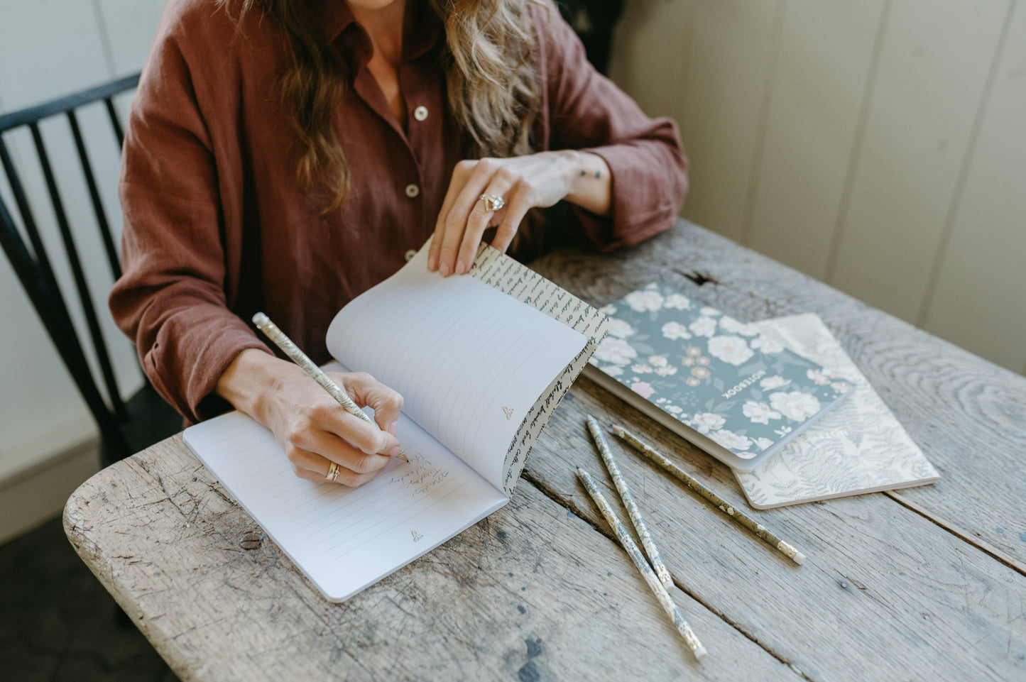 Flowerie - Reverie Notebooks | Set of 3 | Ferns, Green & Gold Florals