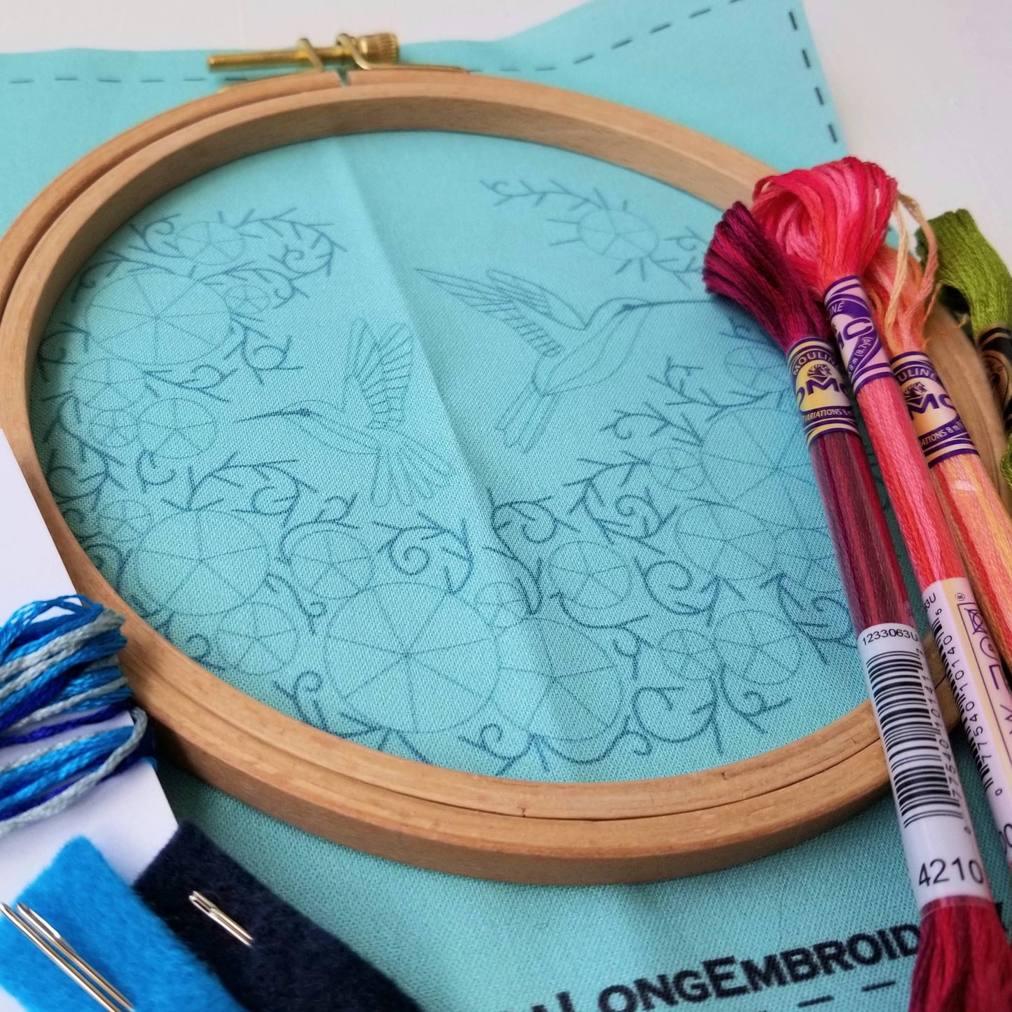 Jessica Long Embroidery - Summer Hummingbird Embroidery Kit