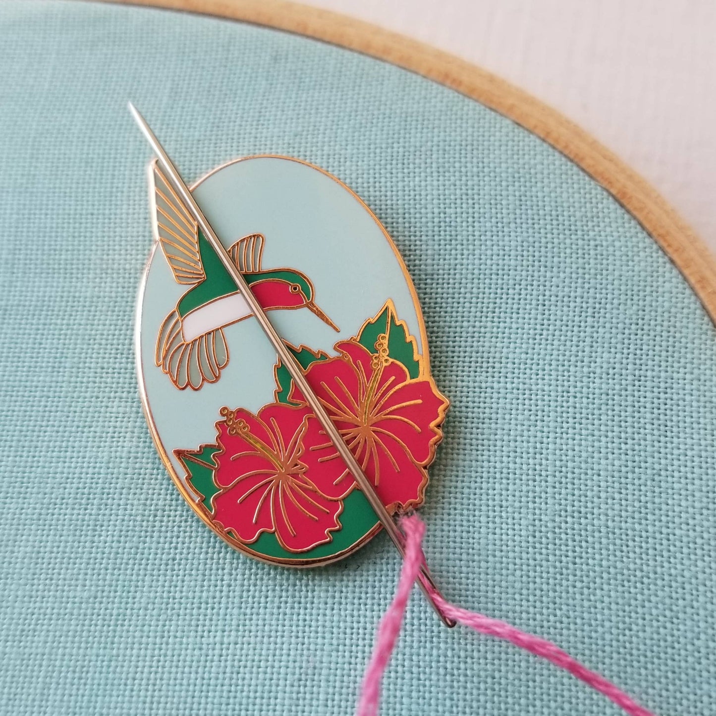 Jessica Long Embroidery - Hummingbird Enamel Needle Minder