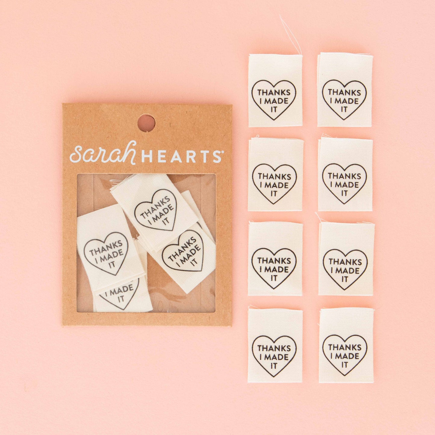 Sarah Hearts - Thanks I Made It Heart Organic Cotton - Sewing Quilt and Garment Labels