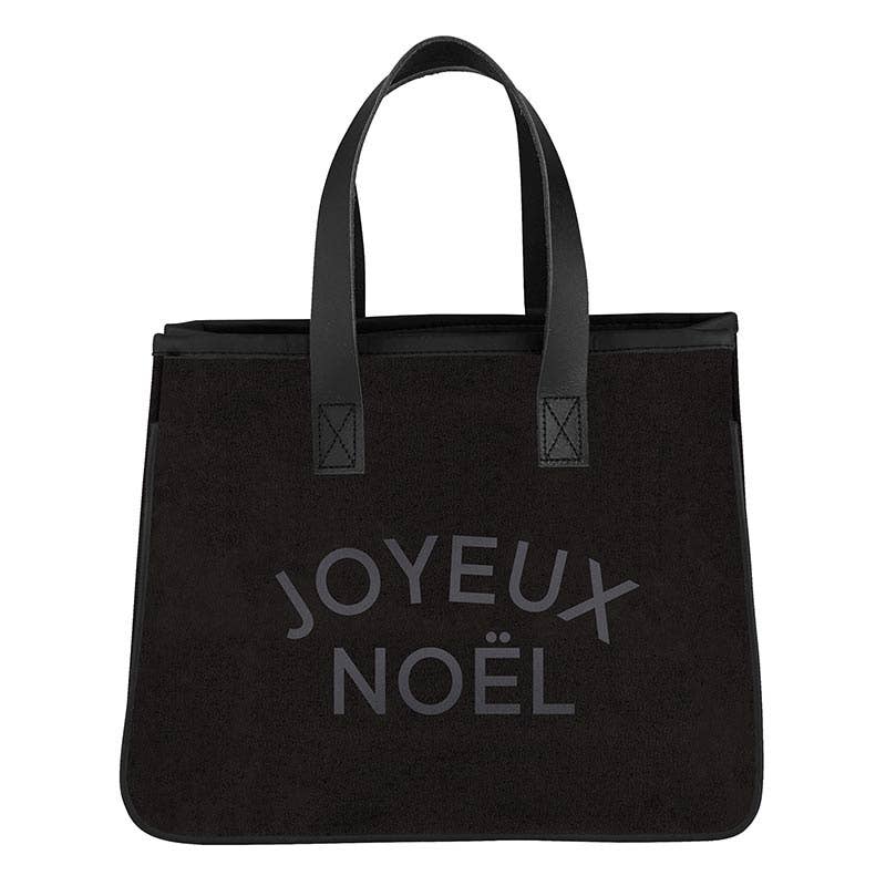 Angle - Black Mini Canvas Tote - Joyeux Noel