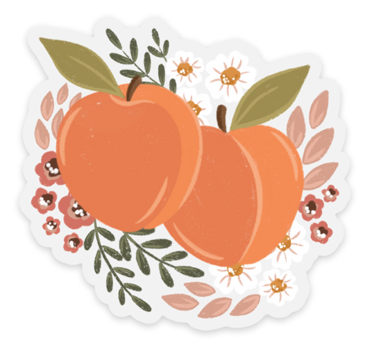 Elyse Breanne Design - Clear Peaches Sticker, 3x2.75in