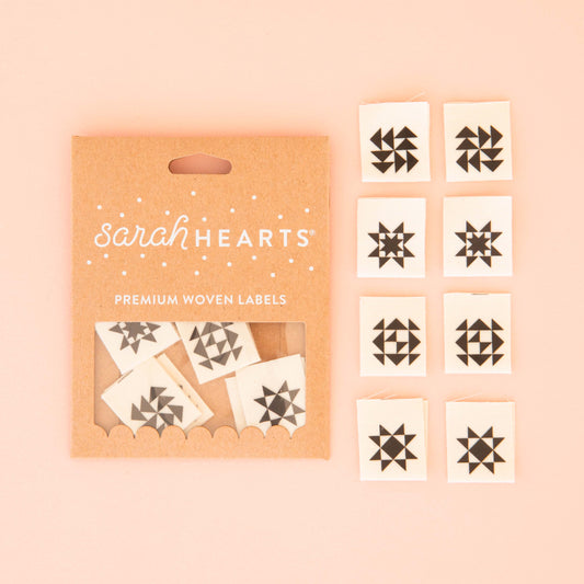 Black Quilt Block | Multipack | Sarah HEARTS organic cotton labels
