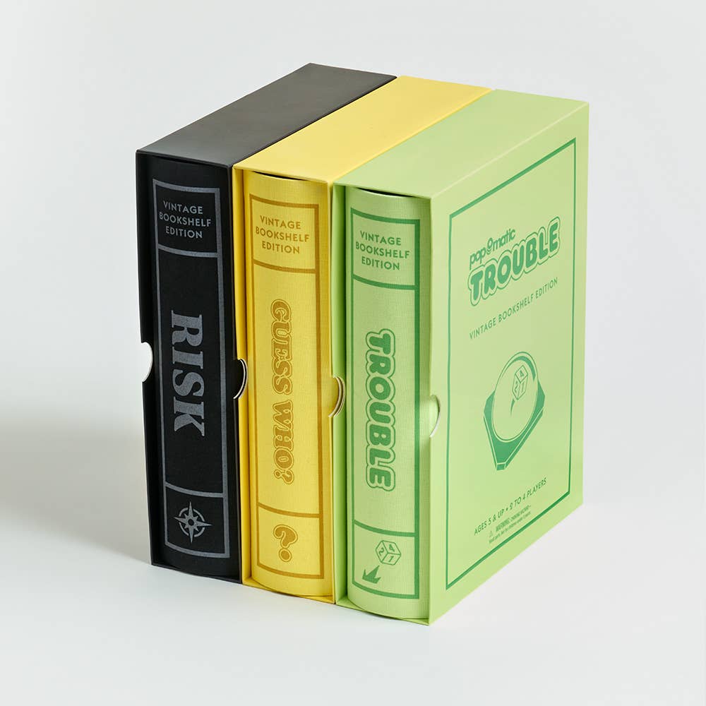 WS Game Company - Vintage Bookshelf Assortment: Guess Who?, Risk, Trouble
