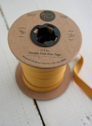 Bessie Pearl Binding Co - 1/2" Double Fold Bias Binding - Honey Pure Solid 100% Cotton
