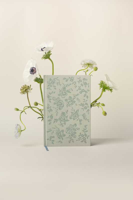 Flowerie - Daydreamer Linen Sketchbook - Embossed Green Floral Journal