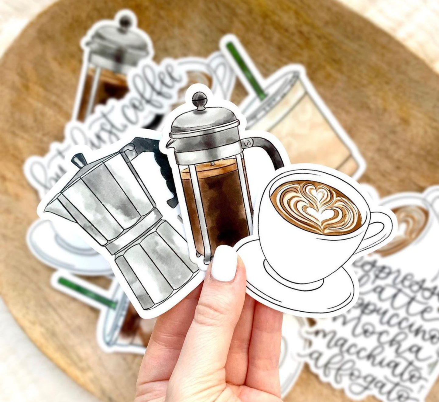 Elyse Breanne Design - Latte Art Coffee Mug Sticker 2.5x2.5in.