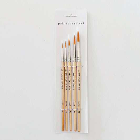 emily lex studio - Watercolor paintbrush set of five wood brushes
