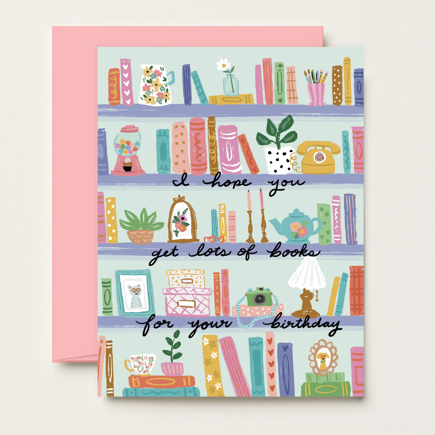 Makerie Day - Bookish Birthday Shelves - Greeting Card