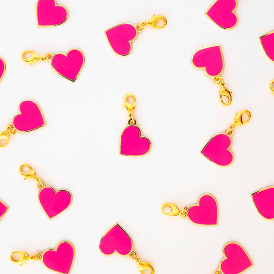 Sarah Hearts - Pink Heart Removable Zipper Charm