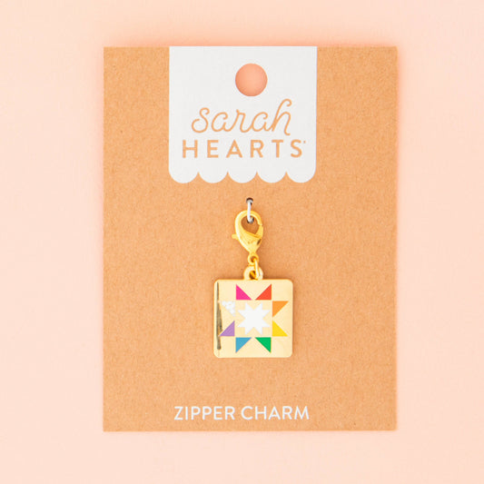 Sarah Hearts - Quilt Star Zipper Charm