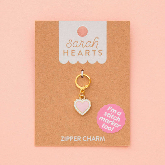 Sarah Hearts - Sweet Heart Enamel Stitch Marker - Zipper Charm