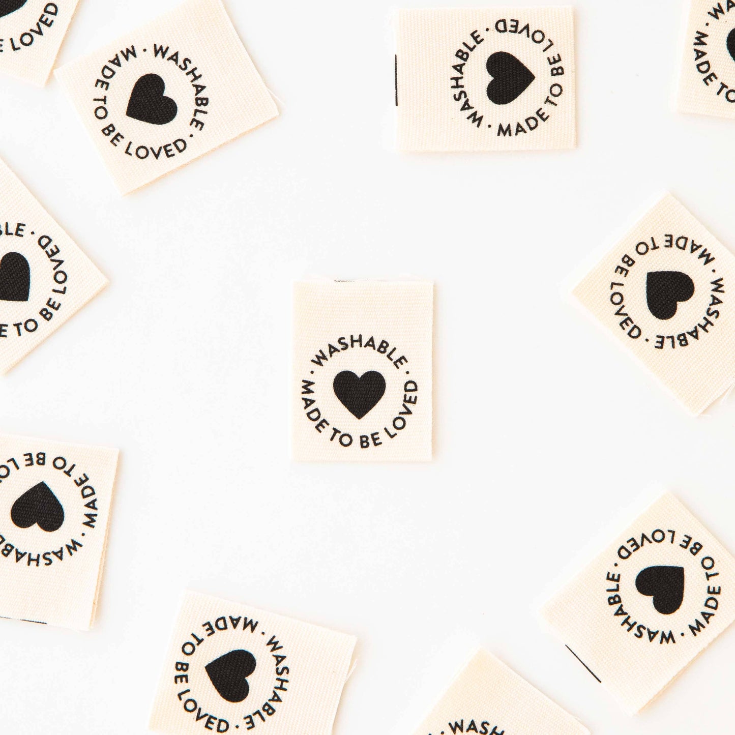 Sarah Hearts - Washable - Sewing Organic Cotton Quilt and Garment  Labels