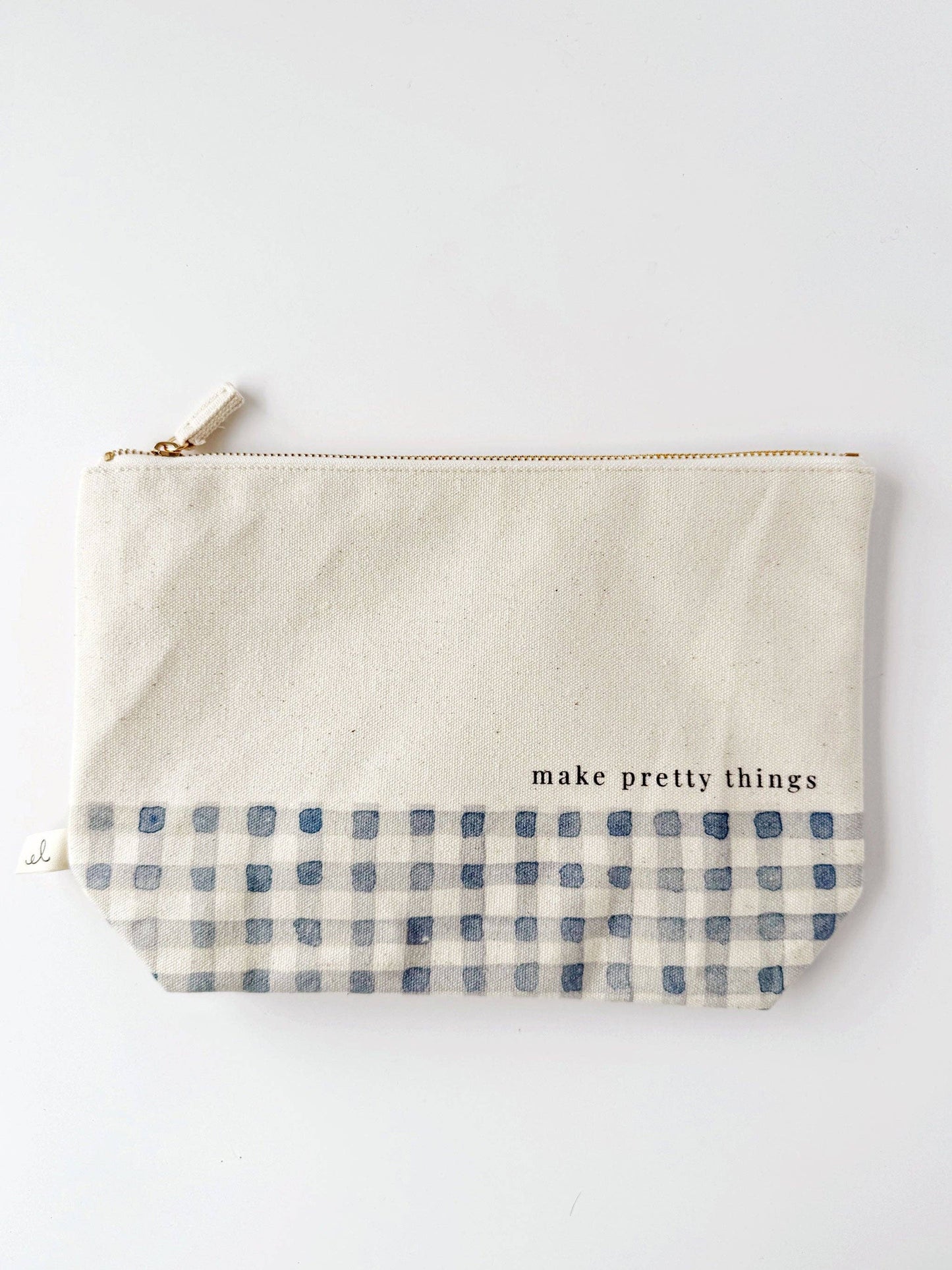 emily lex studio - Canvas zipper pouch "make pretty things" gingham