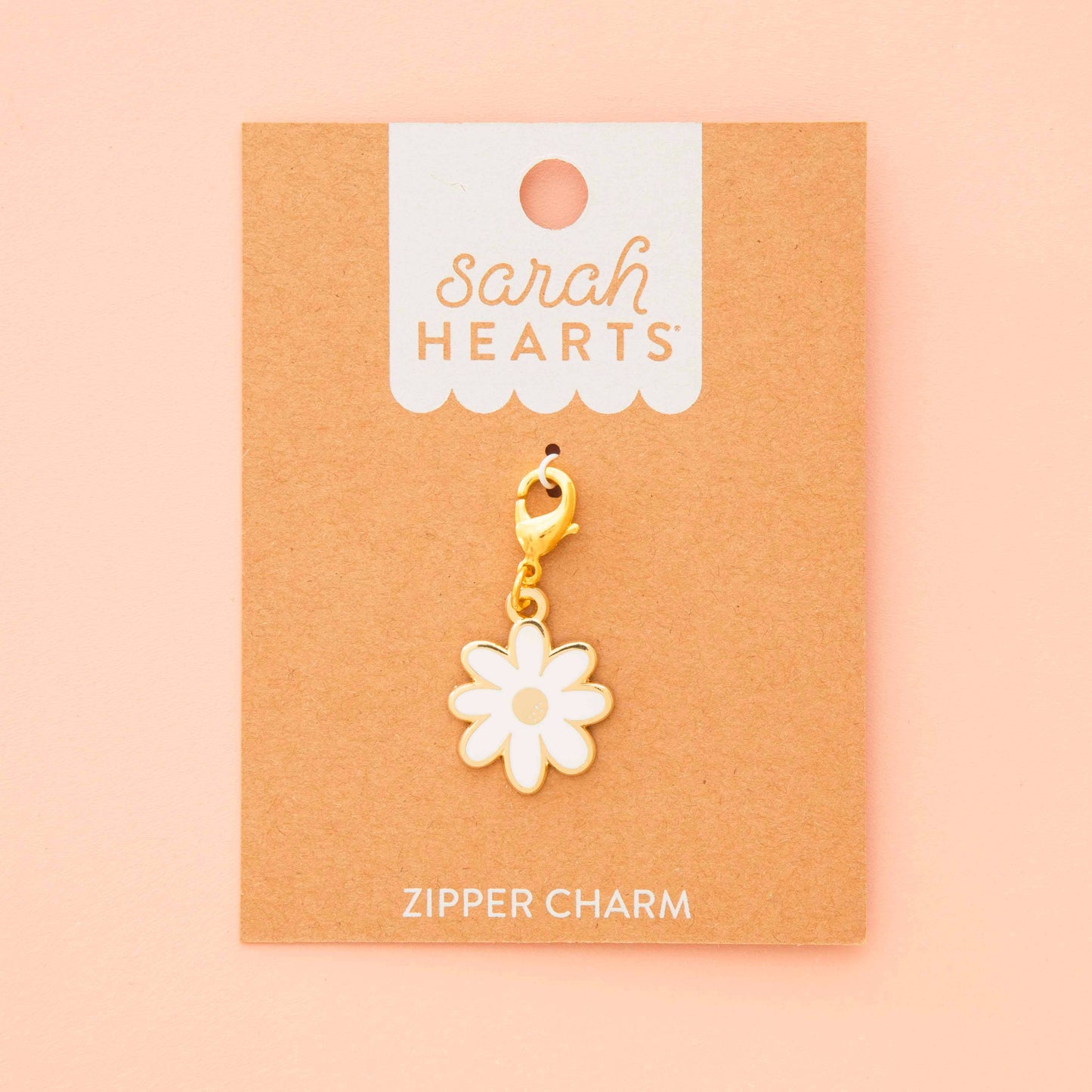 Sarah Hearts - White Daisy Zipper Charm