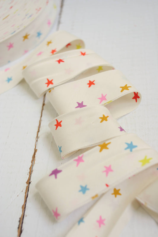 Bessie Pearl Binding Co - 2.5" Bias Quilt Binding for Sewing, Starry Multi