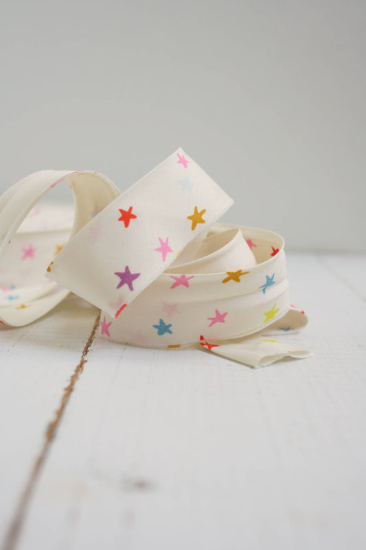 Bessie Pearl Binding Co - 2.5" Bias Quilt Binding for Sewing, Starry Multi