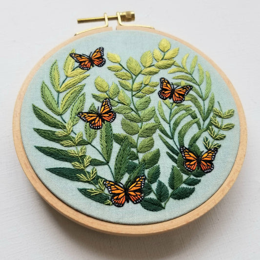 Jessica Long Embroidery - "Love Grows" butterfly hand embroidery kit